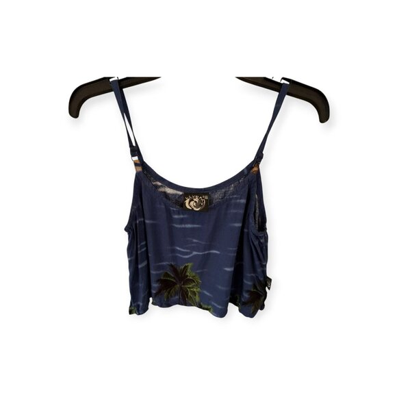 Uluwatu Tropical Palm Tree Cropped Tank Top Navy Free Size Casual Summer - Picture 5 of 6